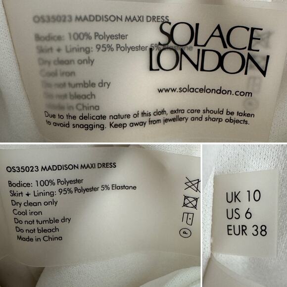 Solace London Maddison Maxi Dress Maxi Wedding Bride Peplum cream white Size 6 - Picture 11 of 16